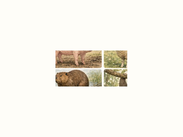 アメリカビーバーの図鑑イラスト