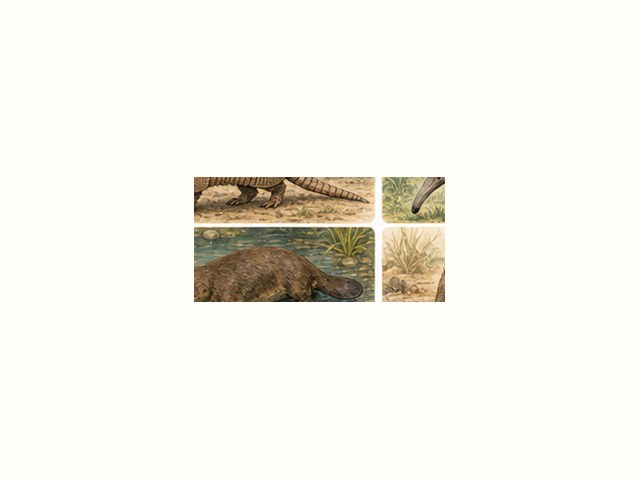 カモノハシの図鑑イラスト