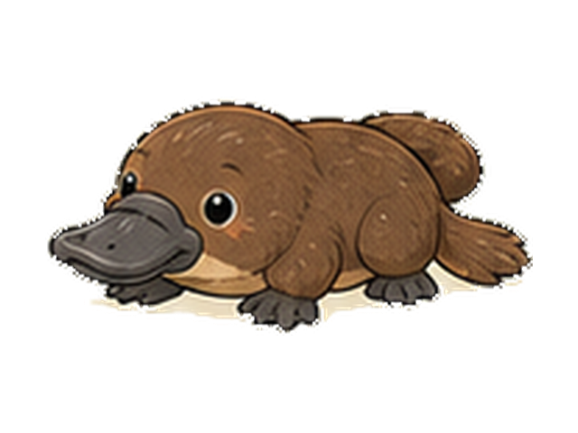 カモノハシの子ども向け図鑑イラスト