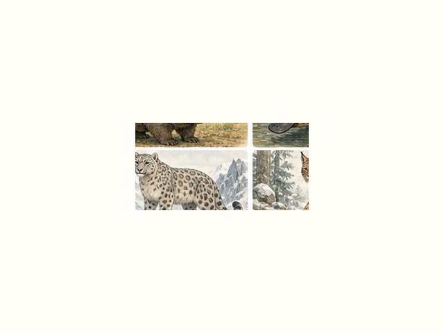 ユキヒョウの図鑑イラスト