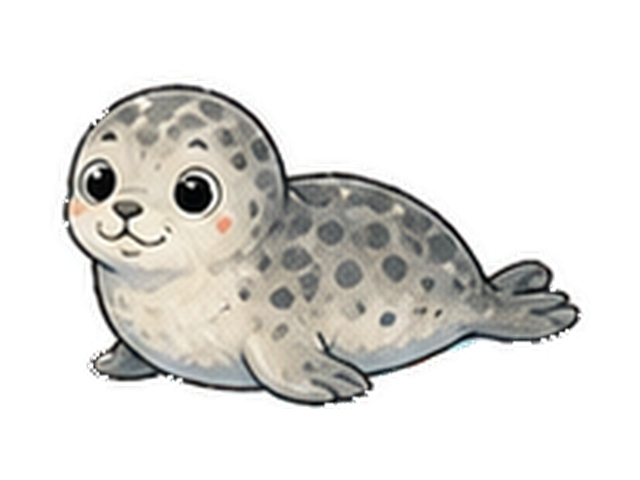 ゼニガタアザラシの子ども向け図鑑イラスト