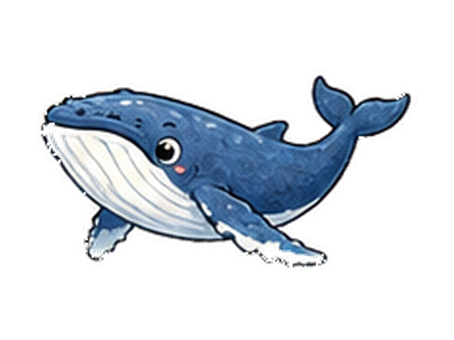 ザトウクジラの子ども向け図鑑イラスト